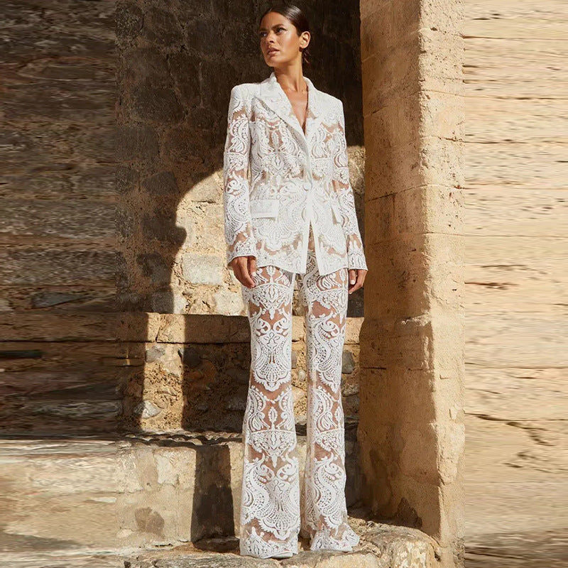 Clara | Luxuriöses Pailletten-Blazer- und Hosen-Set
