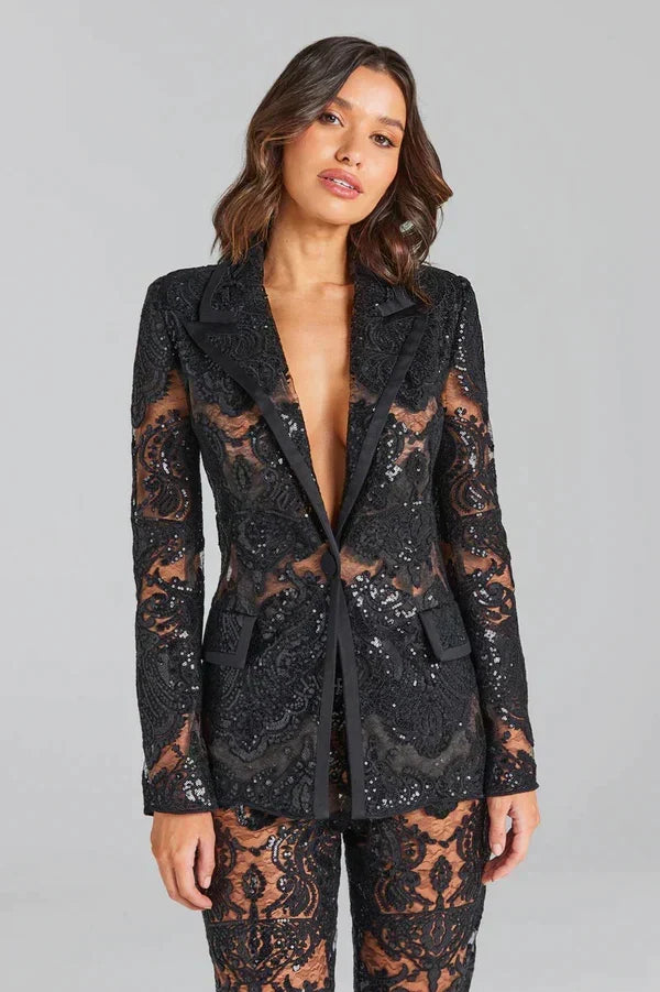 Clara | Luxuriöses Pailletten-Blazer- und Hosen-Set