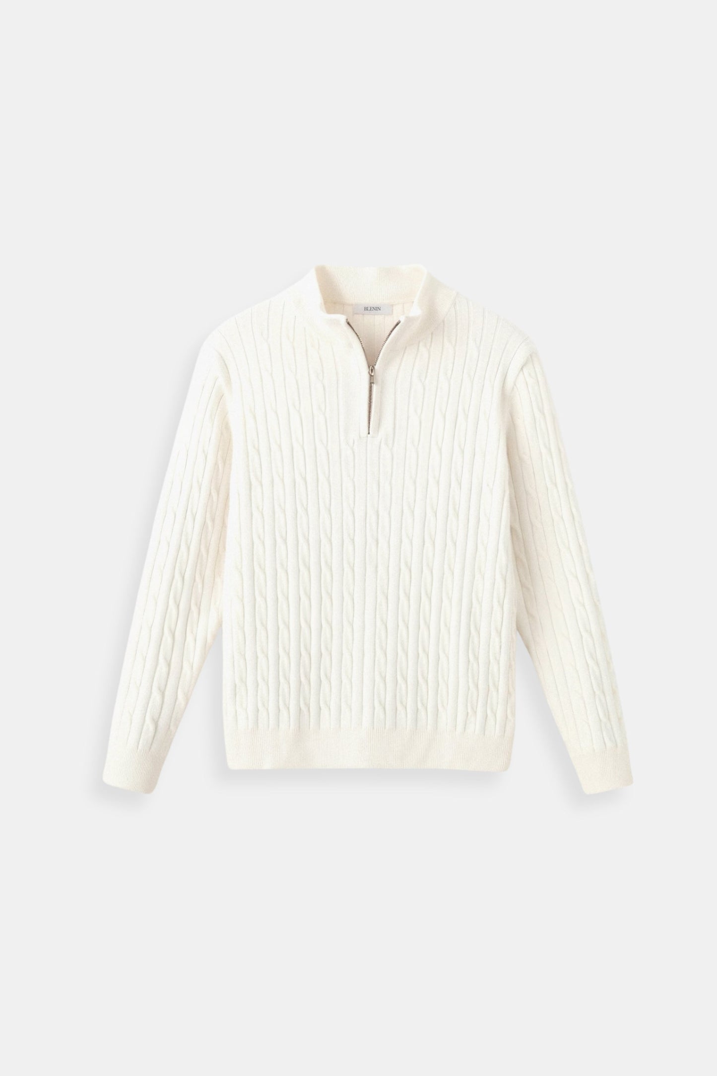 Eleganter Zopfstrickpullover mit Reißverschluss