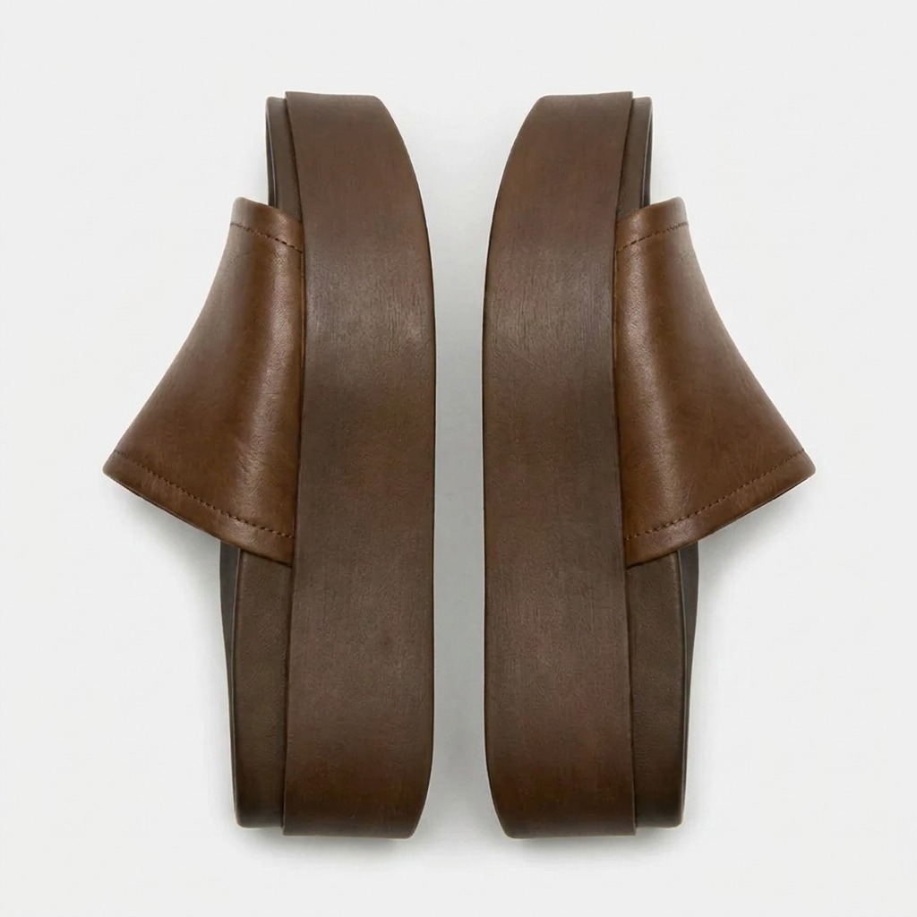 Nora™ | Leder-Plateau-Sandale mit breitem Riemen
