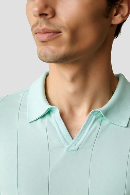 Retro-Strick-Poloshirt in Mintgrün