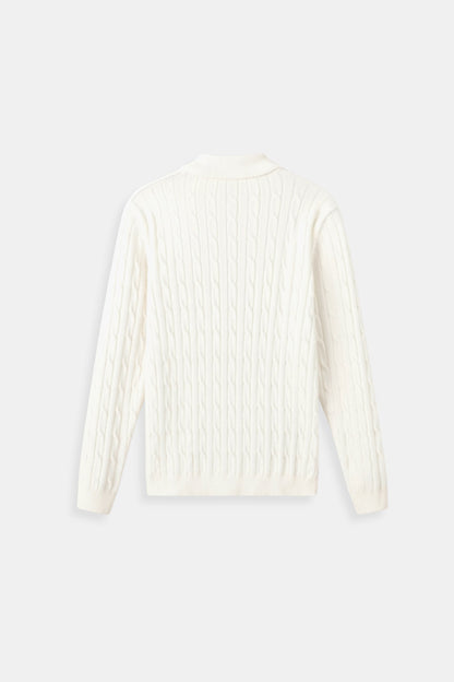 Eleganter Zopfstrickpullover mit Reißverschluss