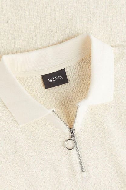 Modernes Strick-Poloshirt mit Reißverschluss