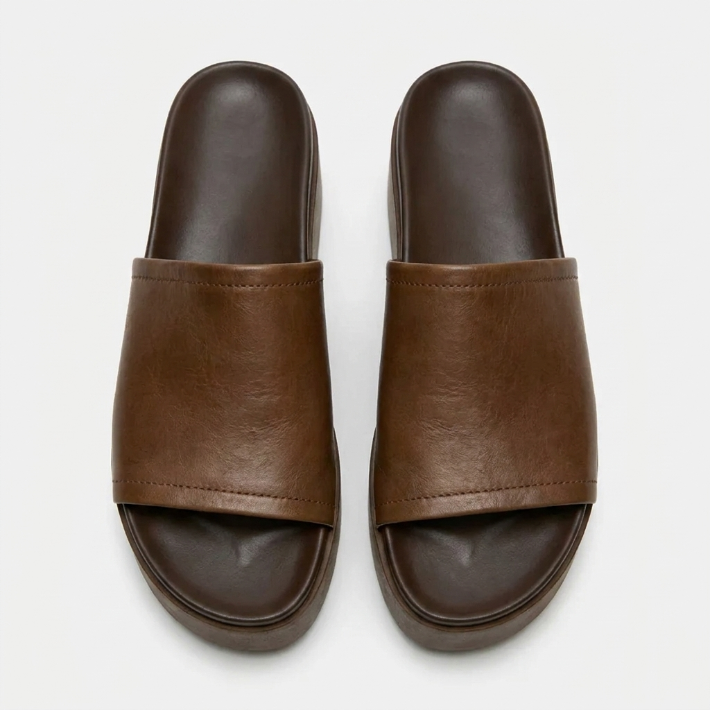 Nora™ | Leder-Plateau-Sandale mit breitem Riemen