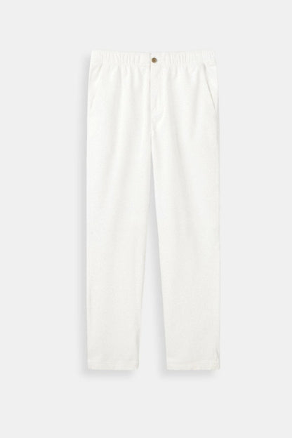 Killian | Beige Herren-Hose mit elastischem Bund und Knopfverschluss
