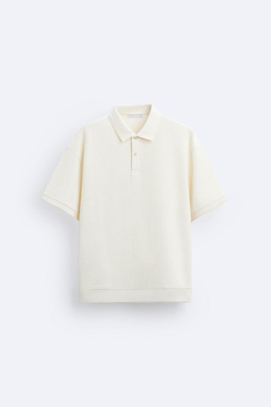 Kurzärmeliges Poloshirt in Cremeweiß – Minimalistisch und Bequem