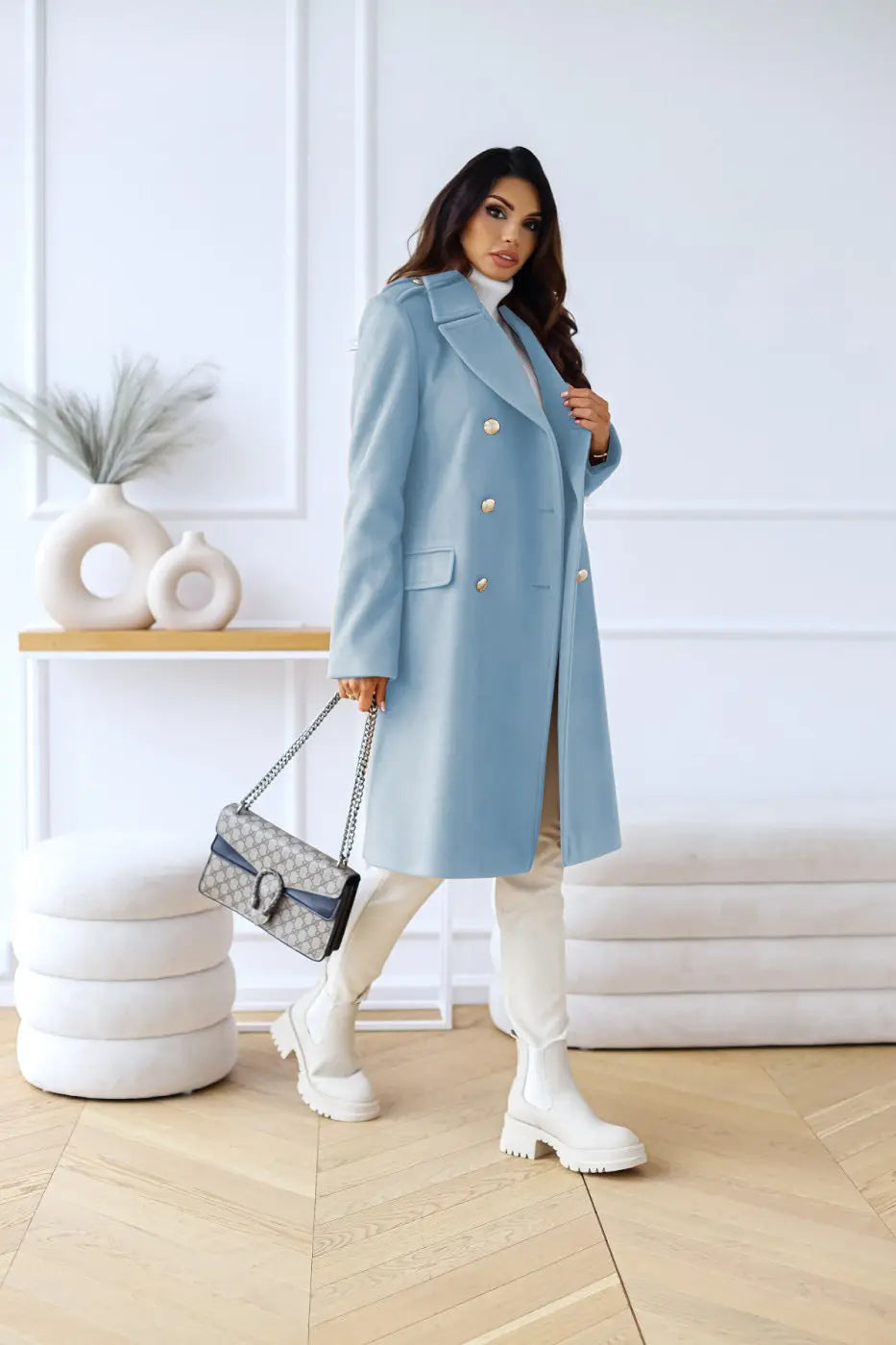 Liva | Doppelreihiger Wollmantel für Damen