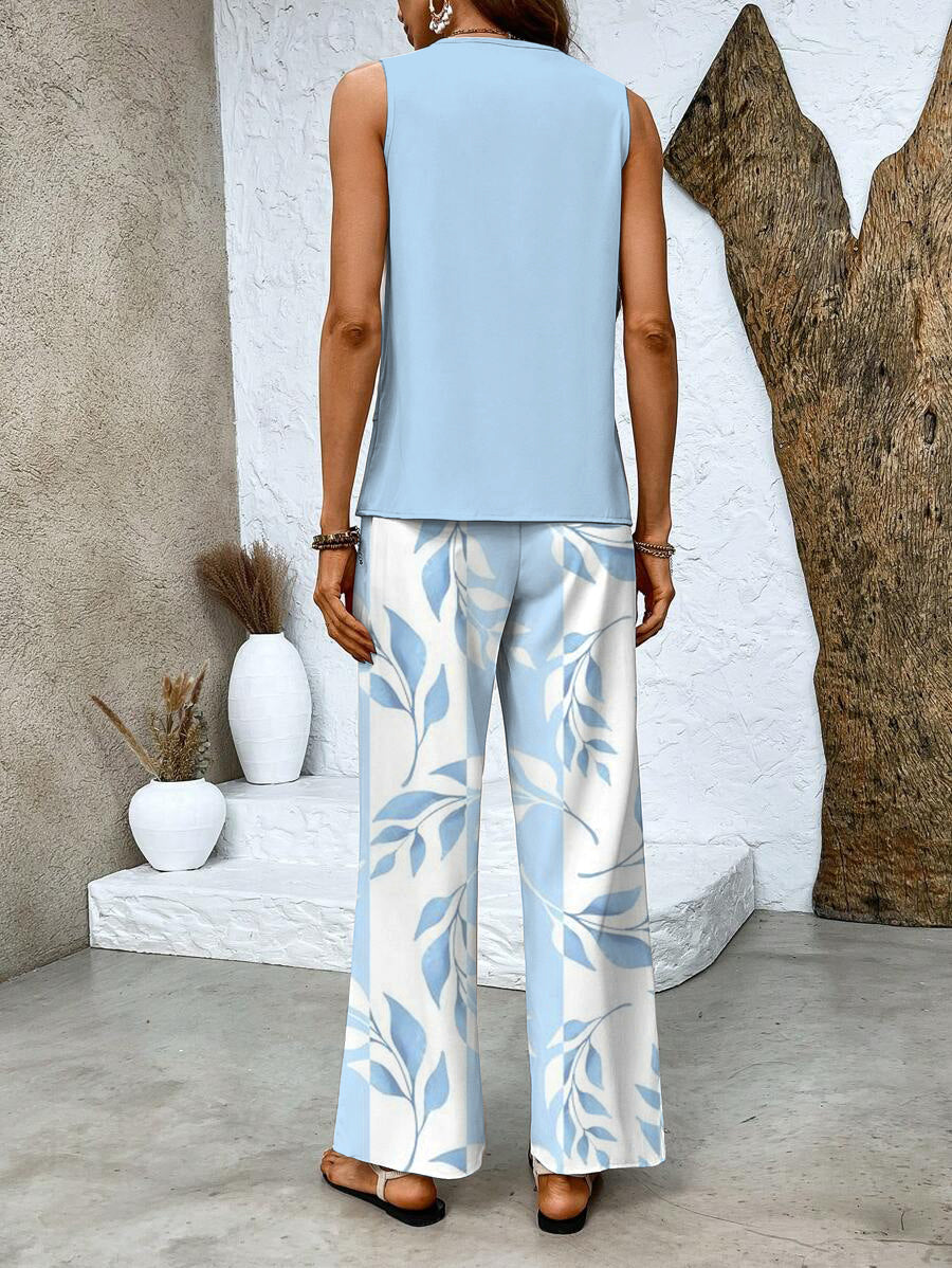 Zweiteiler-Set mit ärmellosem Top & weiter Hose – Sommerlook