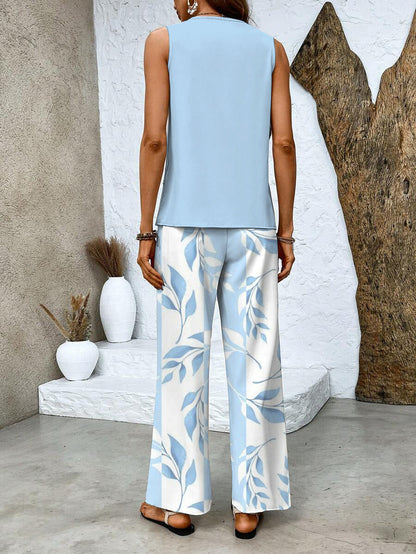 Zweiteiler-Set mit ärmellosem Top & weiter Hose – Sommerlook