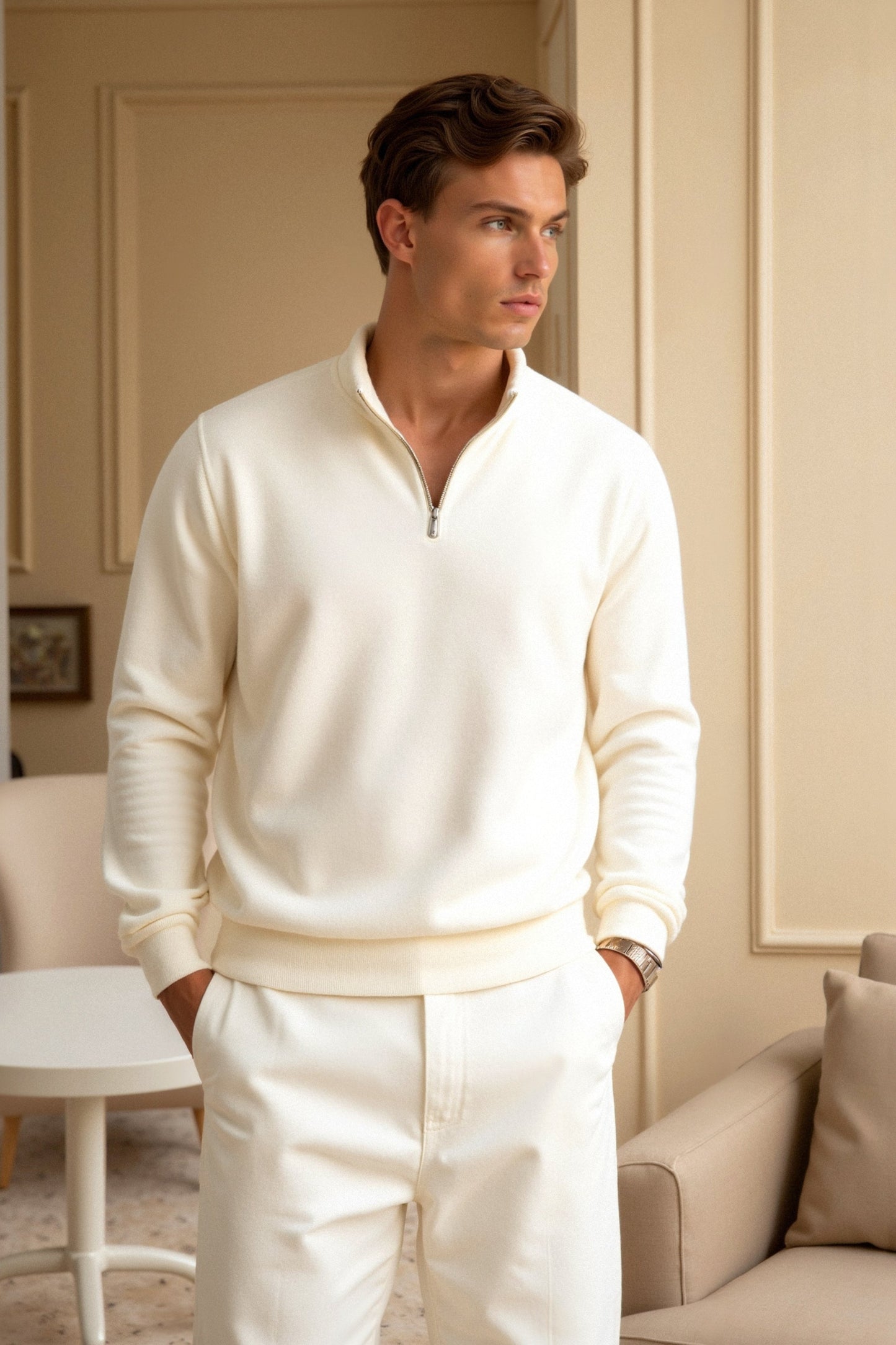 Minimalistischer Fleece-Pullover mit Reißverschluss – Wärme & Stil vereint