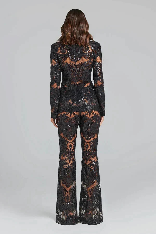 Clara | Luxuriöses Pailletten-Blazer- und Hosen-Set