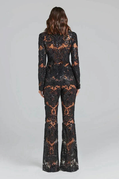 Clara | Luxuriöses Pailletten-Blazer- und Hosen-Set
