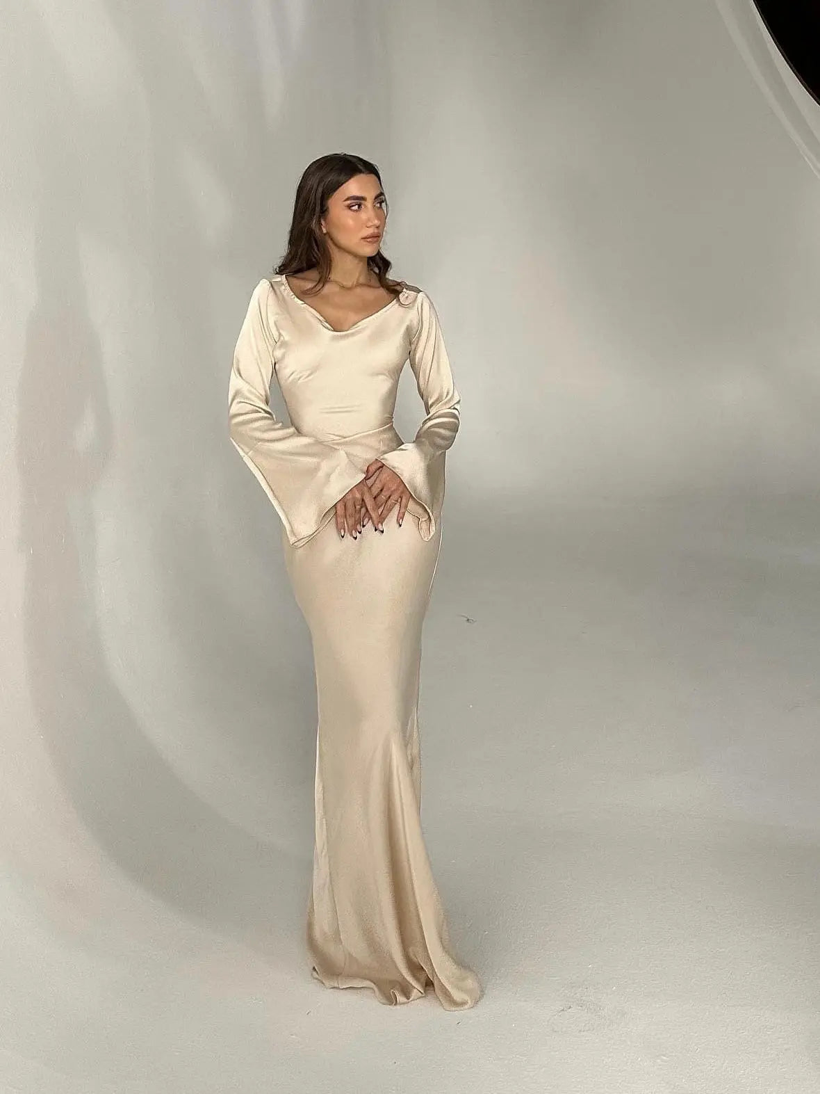 Sophie | Langärmliges Maxikleid – Fließender Schnitt für Eleganz und Komfort