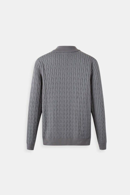 Eleganter Zopfstrickpullover mit Reißverschluss