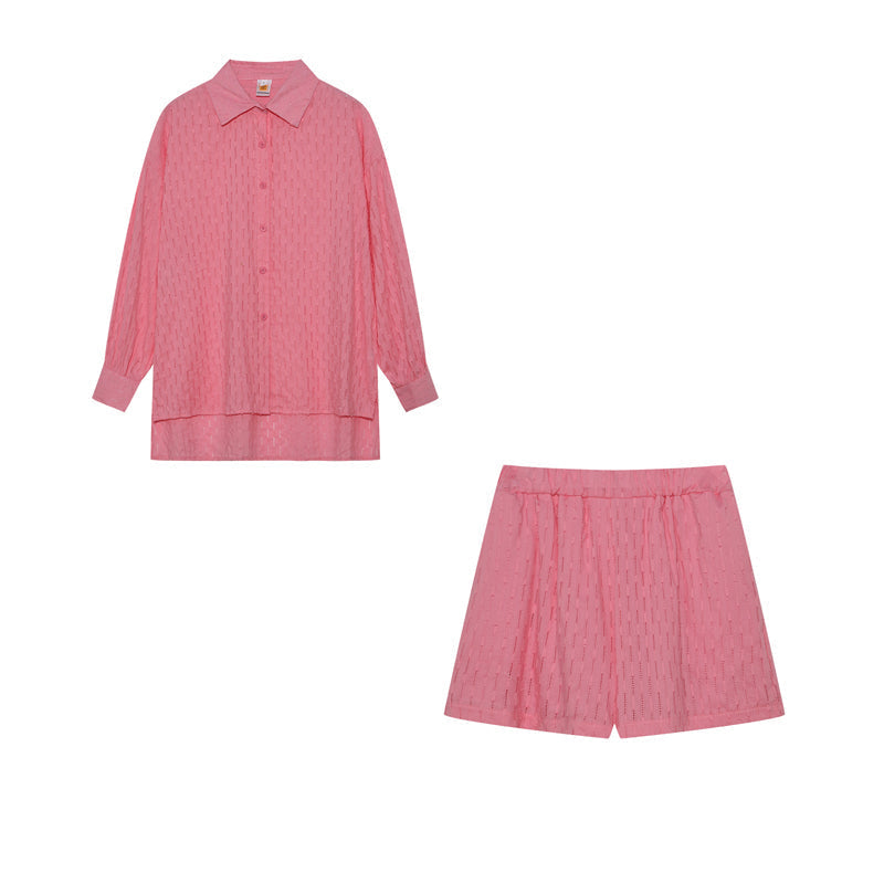 Leichter Zweiteiler aus Baumwollmix – Oversize Bluse & Shorts für Damen