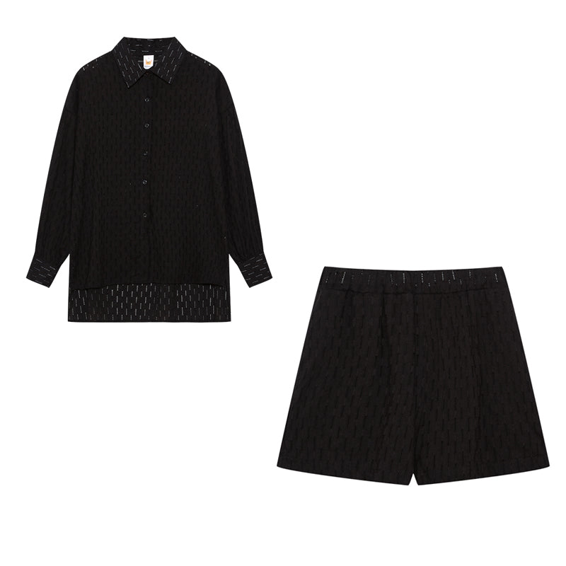 Leichter Zweiteiler aus Baumwollmix – Oversize Bluse & Shorts für Damen