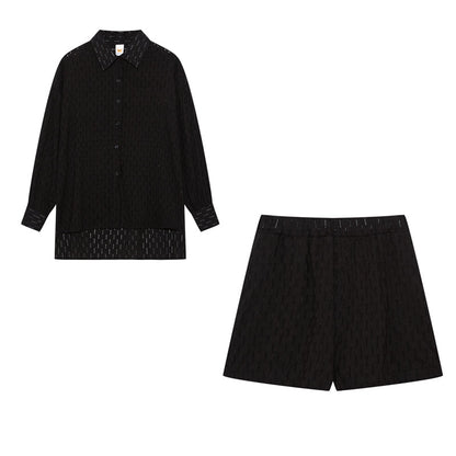 Leichter Zweiteiler aus Baumwollmix – Oversize Bluse & Shorts für Damen