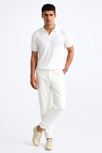 Geripptes Herren-Poloshirt mit kurzen Ärmeln – Elegant & Zeitlos