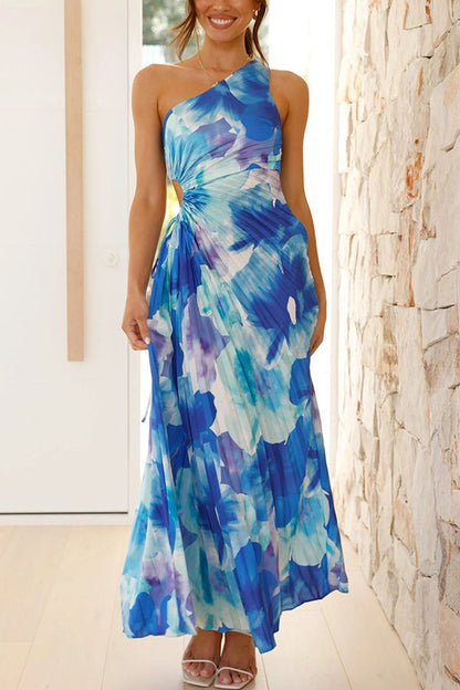 One-Shoulder Maxikleid – Asymmetrisches Sommerkleid mit Cut-Out & fließendem Rock