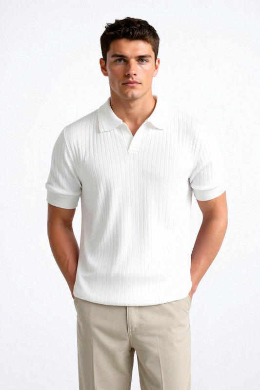 Geripptes Herren-Poloshirt mit kurzen Ärmeln – Elegant & Zeitlos