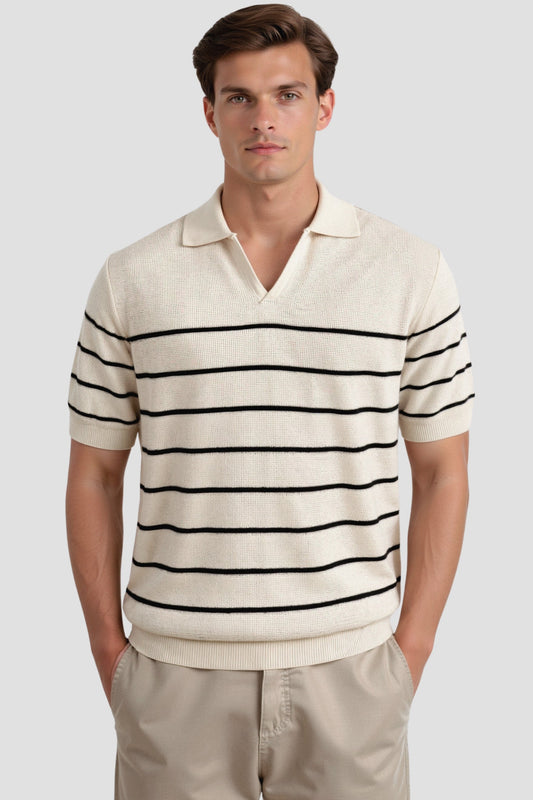 Gestreiftes Herren-Poloshirt mit kurzen Ärmeln – Zeitlos &amp; Vielseitig