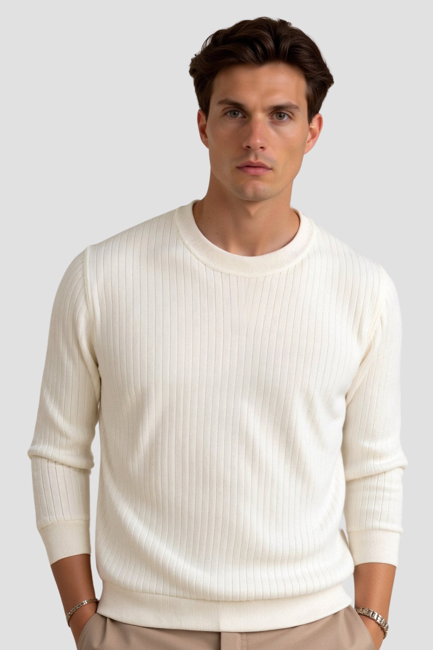 Luca | Feinripp-Langarmshirt für Herren – Minimalistisch & Vielseitig