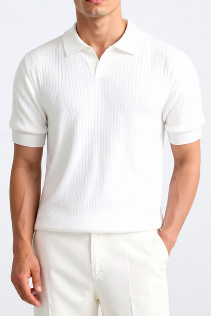 Geripptes Herren-Poloshirt mit kurzen Ärmeln – Elegant & Zeitlos