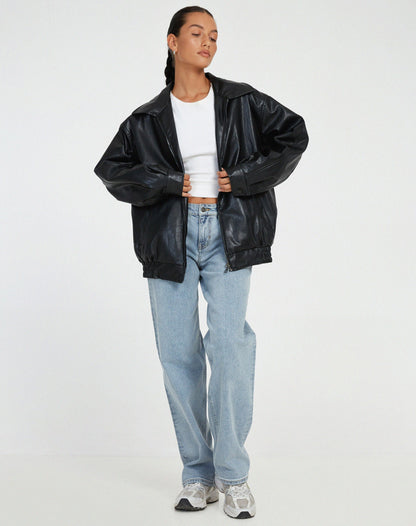 Sophia | Oversized PU-Lederjacke Damen – Modischer Look, Hochwertiges Kunstleder