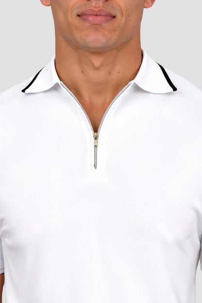 Klassisches Poloshirt mit Reißverschluss und Kontrastdetails