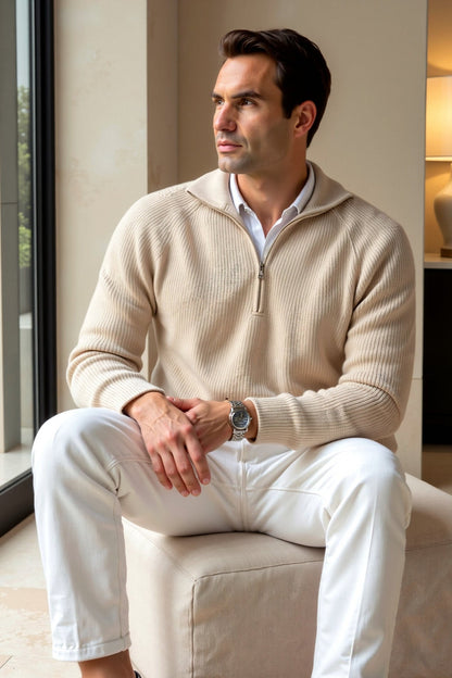 Strickpullover mit Reißverschlusskragen – Stilvoll & Bequem