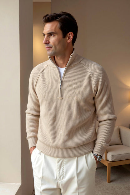 Strickpullover mit Reißverschlusskragen – Stilvoll & Bequem