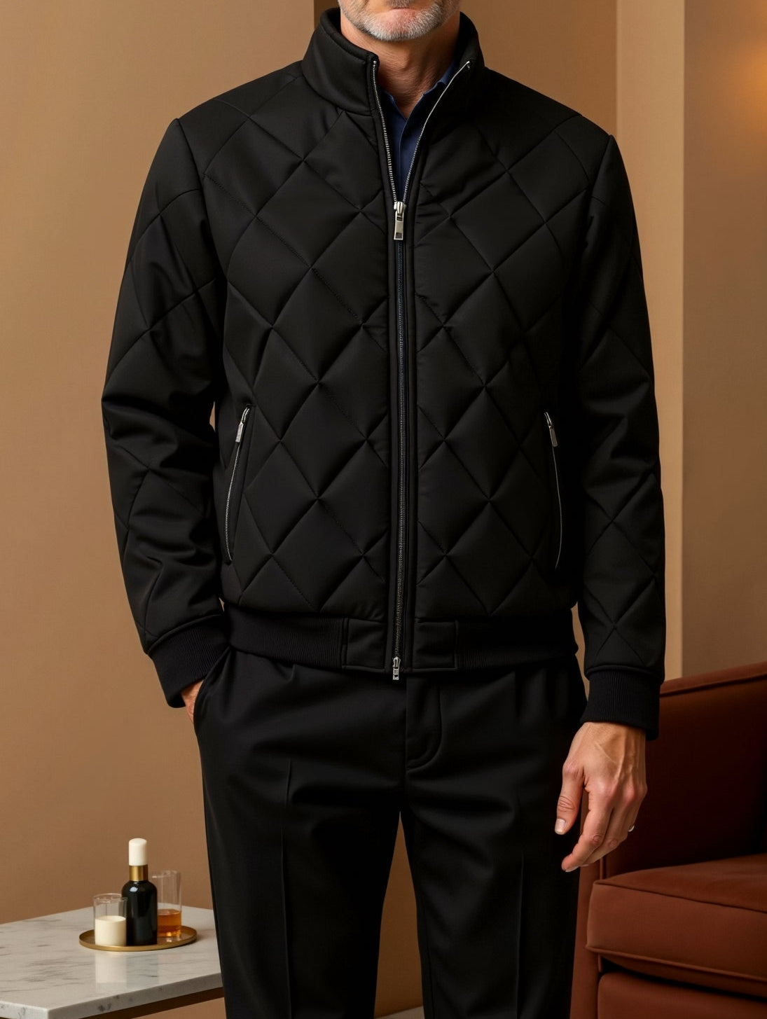 Alessandro | Klassische Herren-Steppjacke in Schwarz