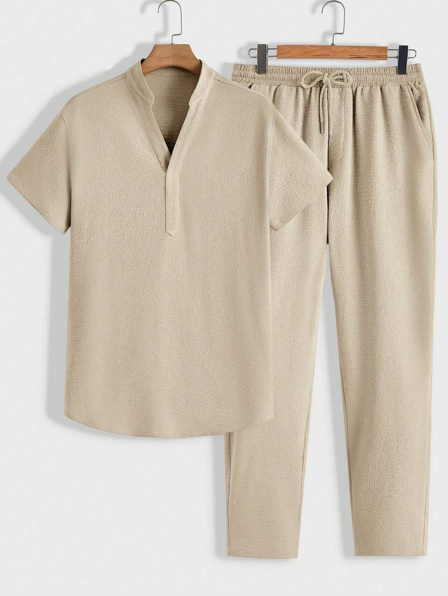Modernes Herren Lounge-Set | Polo mit Stehkragen & Hose