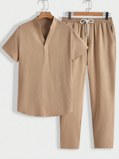 Modernes Herren Lounge-Set | Polo mit Stehkragen & Hose