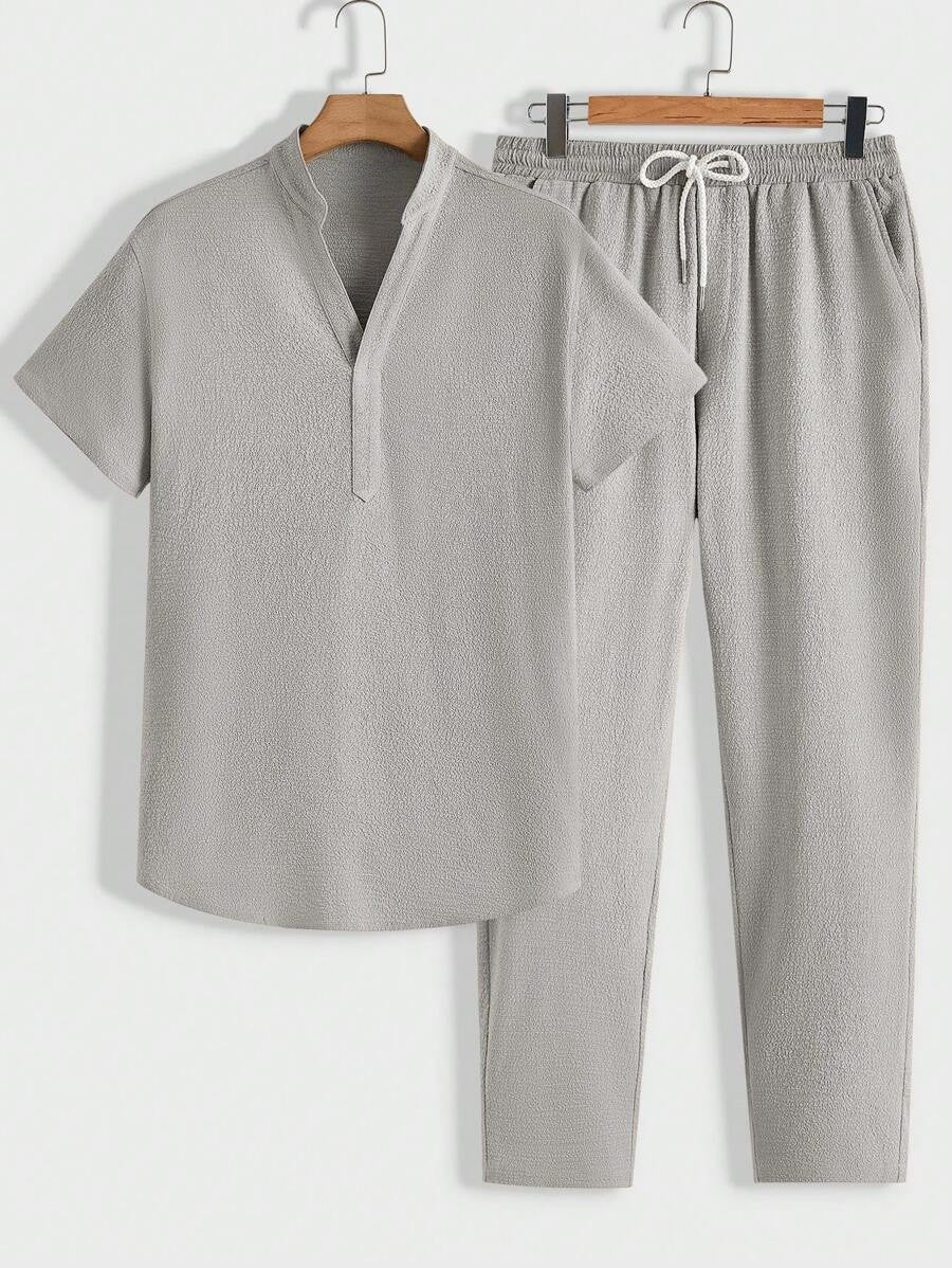 Modernes Herren Lounge-Set | Polo mit Stehkragen & Hose
