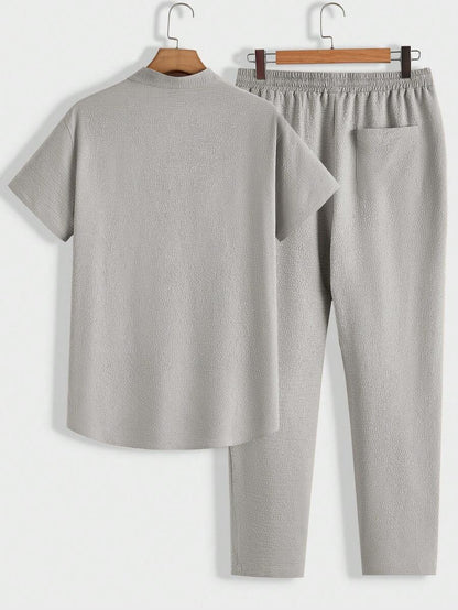 Modernes Herren Lounge-Set | Polo mit Stehkragen & Hose