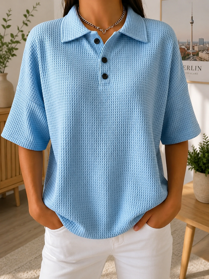 Paula™| Lockeres Poloshirt mit Waffelstruktur