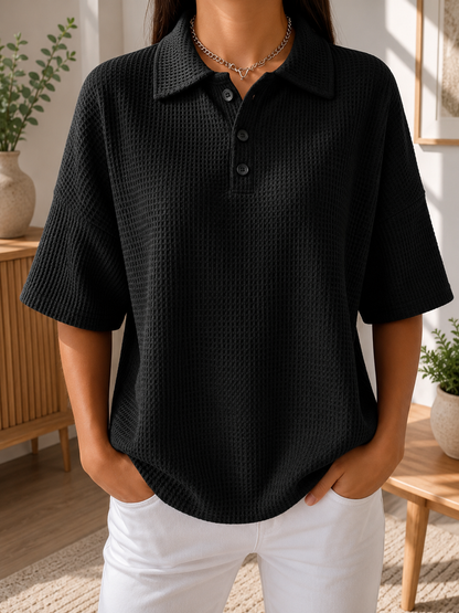 Paula™| Lockeres Poloshirt mit Waffelstruktur