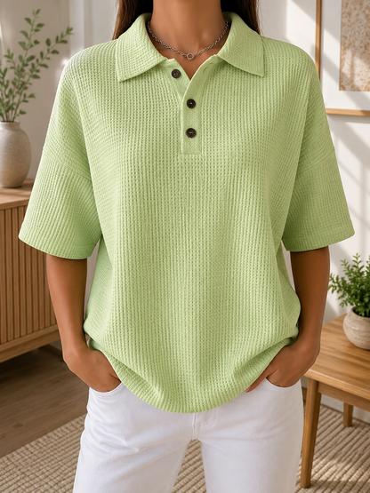 Paula™| Lockeres Poloshirt mit Waffelstruktur