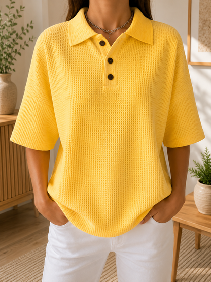 Paula™| Lockeres Poloshirt mit Waffelstruktur