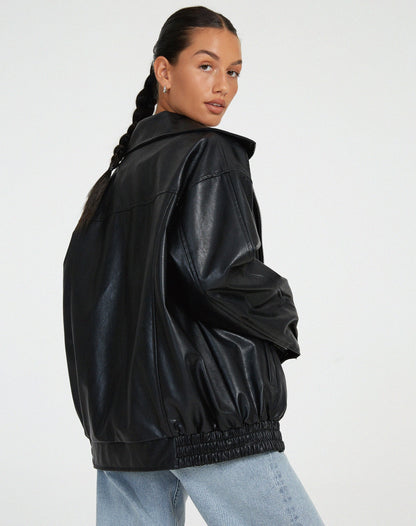 Sophia | Oversized PU-Lederjacke Damen – Modischer Look, Hochwertiges Kunstleder