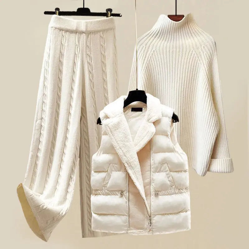Angela | Dreiteiliges Luxus-Strick-Winterset – Eleganz und Wärme für Kalte Tage Zendoo.de
