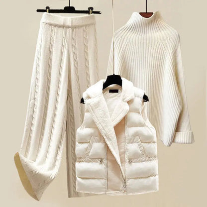 Angela | Dreiteiliges Luxus-Strick-Winterset – Eleganz und Wärme für Kalte Tage Zendoo.de