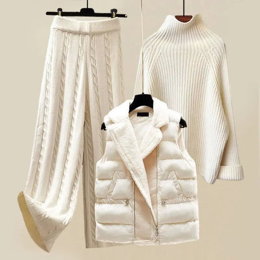 Angela | Dreiteiliges Luxus-Strick-Winterset – Eleganz und Wärme für Kalte Tage Zendoo.de