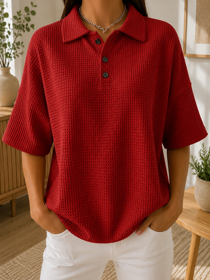 Paula™| Lockeres Poloshirt mit Waffelstruktur