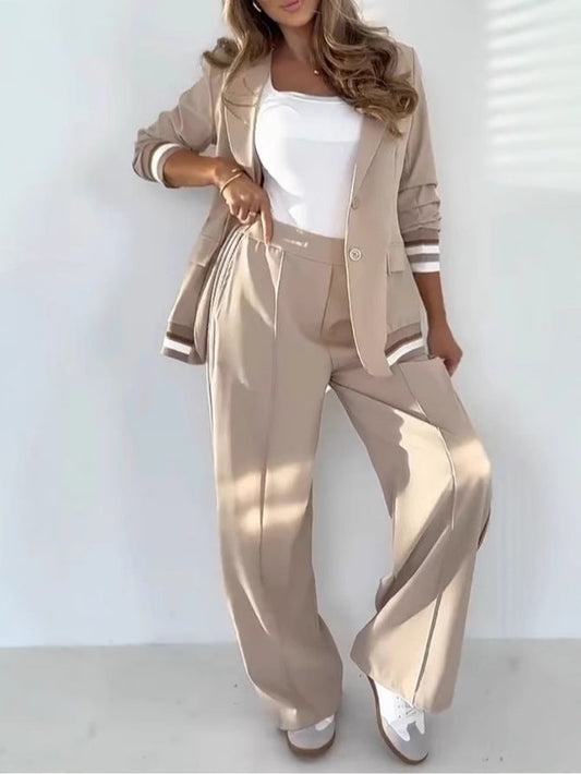 Damenanzug – Elegantes Zweiteiler-Set mit Blazer und weiter Hose