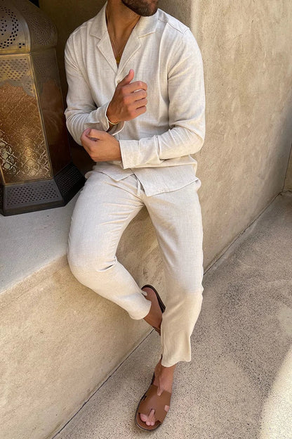 Herren Sommer-Set aus Leinen – Hemd & Hose im entspannten Resort-Stil