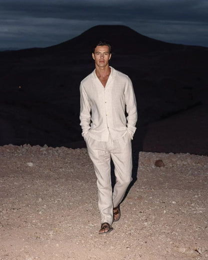 Herren Sommer-Set aus Leinen – Hemd & Hose im entspannten Resort-Stil