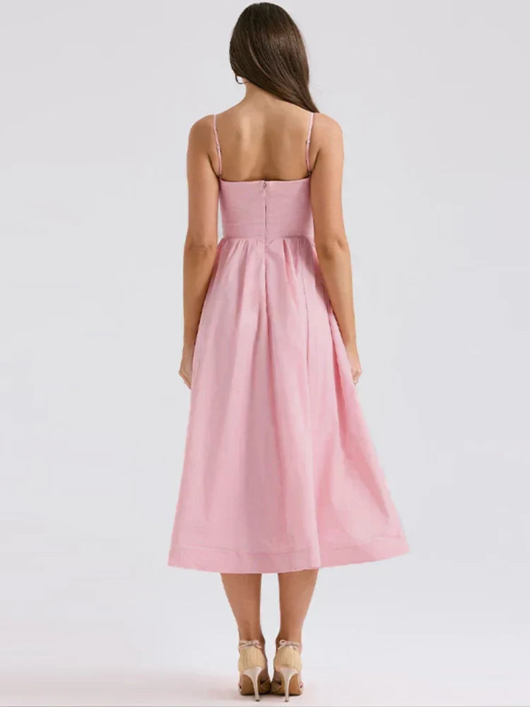 Romantisches A-Linien Kleid in Rosa – Ärmellos & figurbetont mit Vintage-Flair