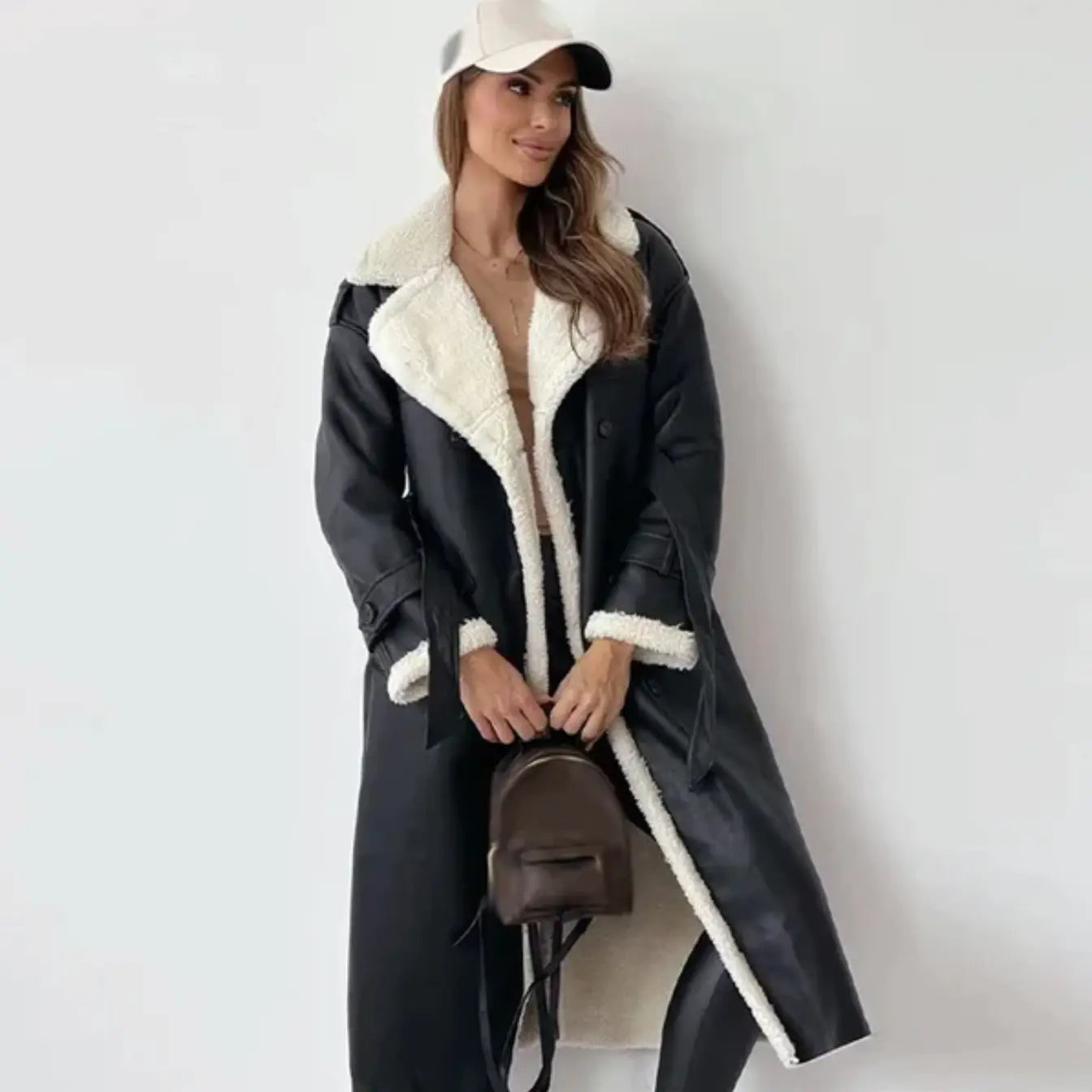 Luna | Lange klassische Jacke mit Fleece Fütterung und Teddykragen Zendoo.de
